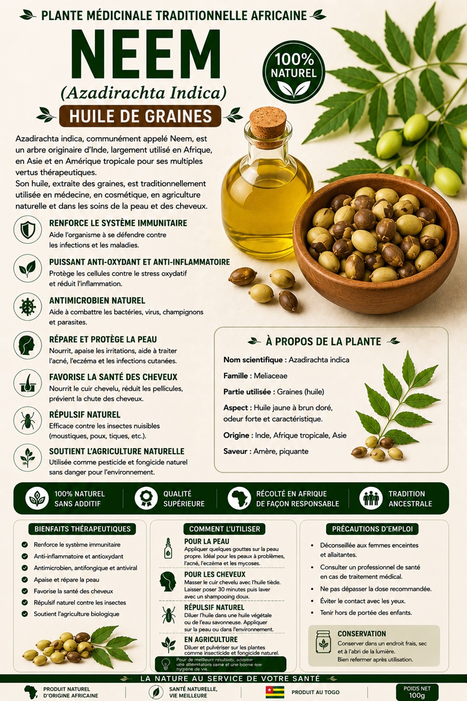 Neem (Azadirachta Indica) seeds oil