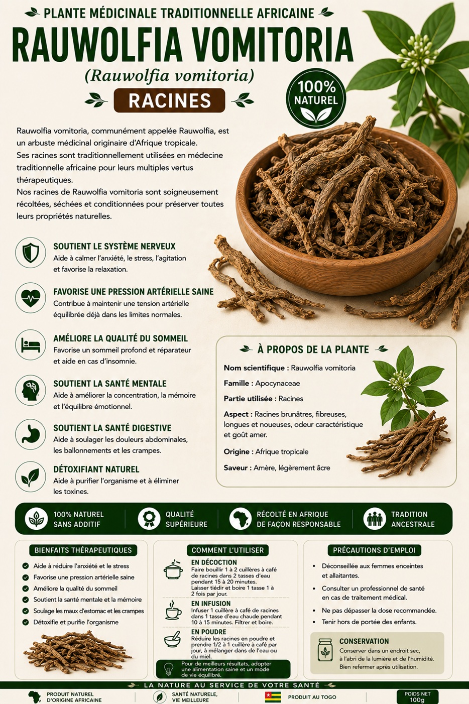 Rauwolfia vomitoria roots